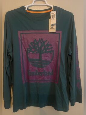 Timberland Teal Long-Sleeve Logo Tee XL